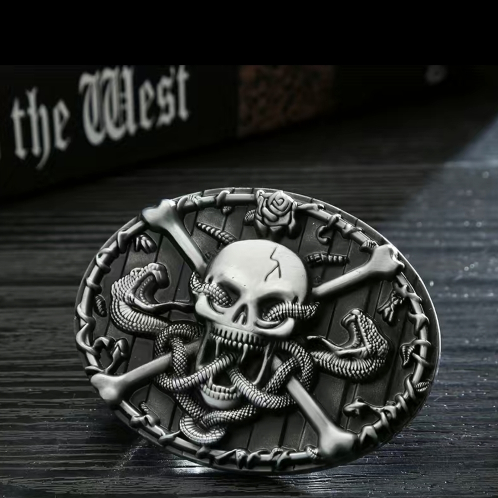 New Western Cowboy Skull Pattern Buckle Pirate Belt Buckle Retro Pants, T3MISB2A